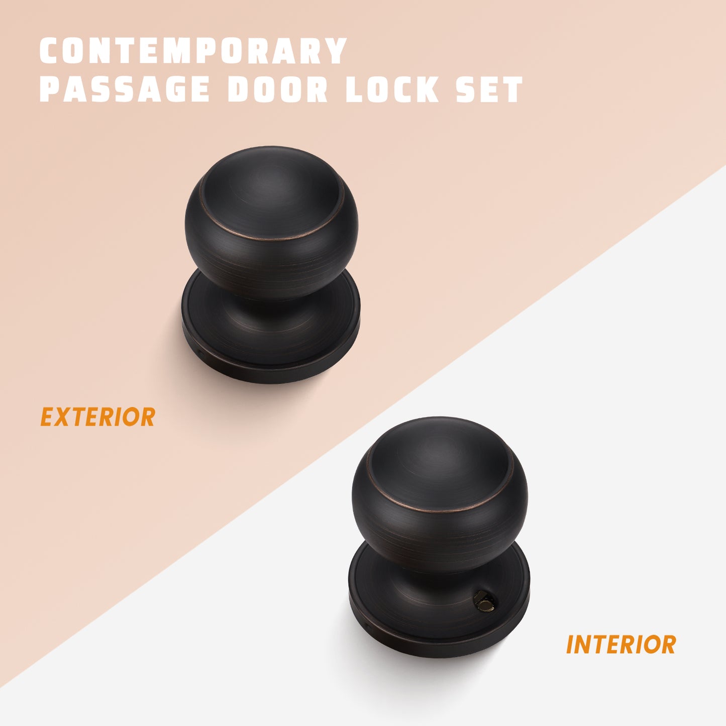 KNOBWELL Round Push Button Exterior and Indoor Door Knobs - DL609