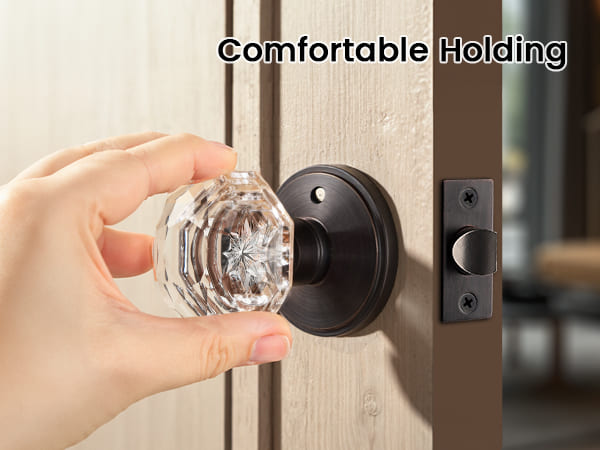 KNOBWELL Octagon Crystal Privacy/Passage/Dummy Indoor Door Knobs for Interior Doors