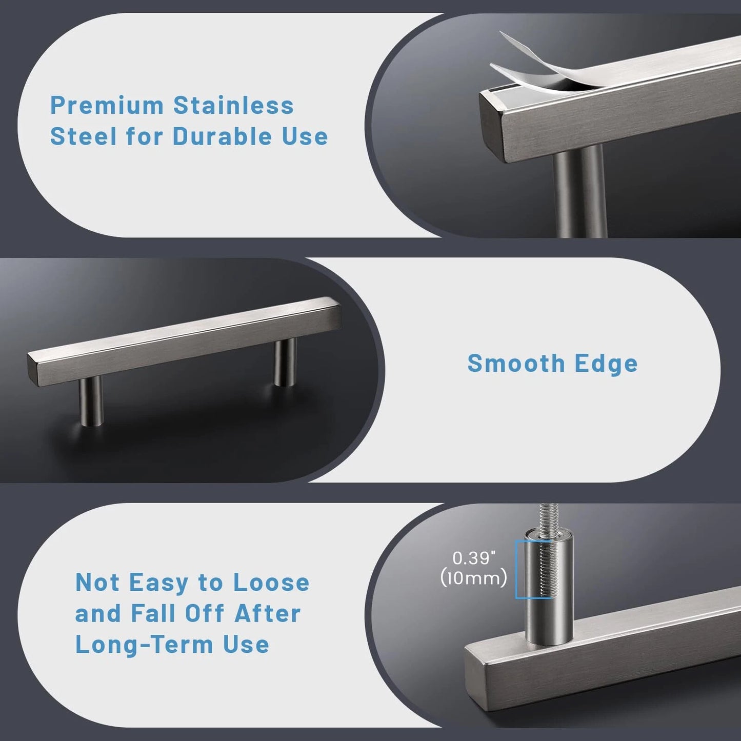 KNOBWELL Stainless Steel Kitchen Cabinet Handles Drawer Pulls - PDDJ16HSS