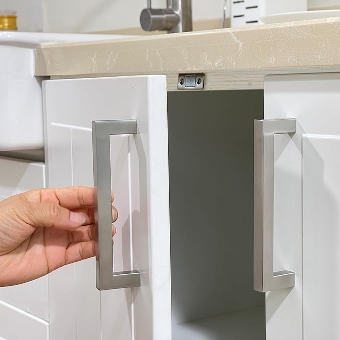 KNOBWELL Stainless Steel Square Cabinet Pulls for Kitchen Cupboards/Drawers- PDDJ27HSS