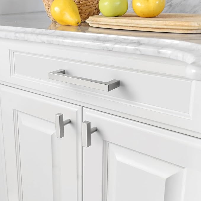 KNOBWELL Stainless Steel Square Cabinet Pulls for Kitchen Cupboards/Drawers- PDDJ27HSS