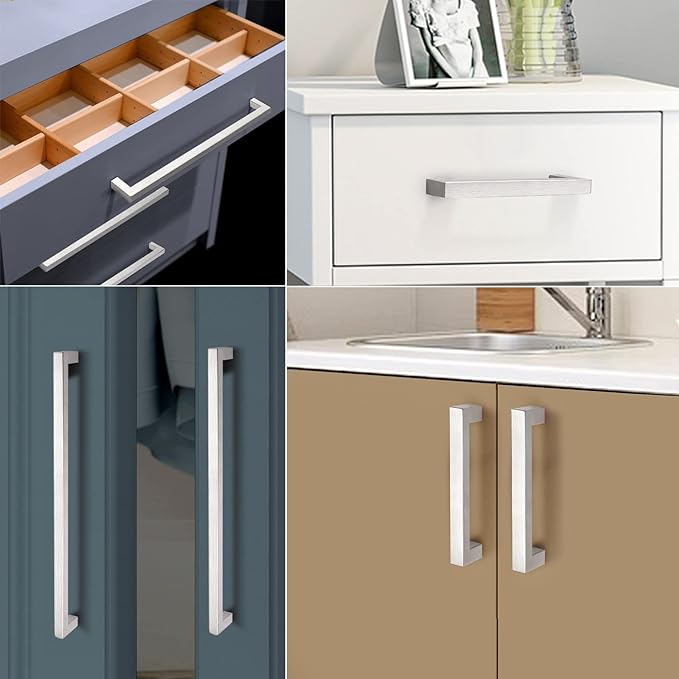 KNOBWELL Stainless Steel Square Cabinet Pulls for Kitchen Cupboards/Drawers- PDDJ27HSS