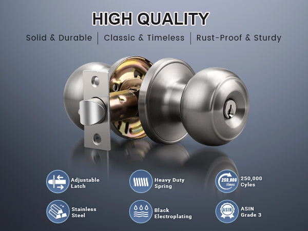KNOBWELL Round Push Button Exterior and Indoor Door Knobs - DL609