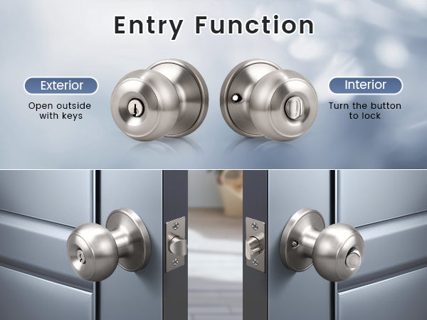 KNOBWELL Round Push Button Exterior and Indoor Door Knobs - DL609