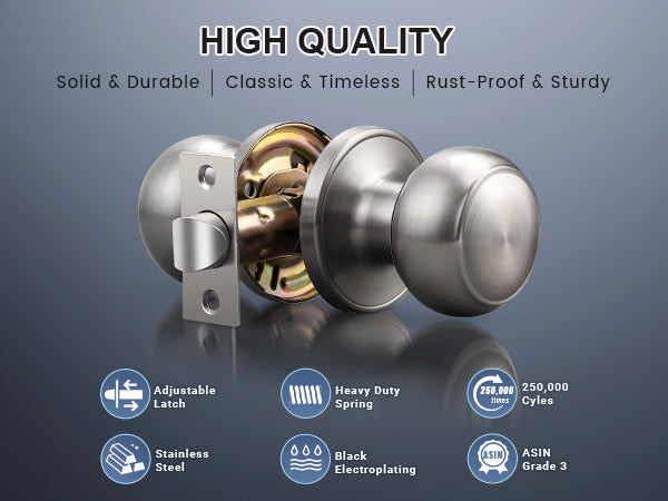 KNOBWELL Round Push Button Exterior and Indoor Door Knobs - DL609