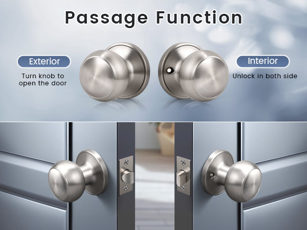 KNOBWELL Round Push Button Exterior and Indoor Door Knobs - DL609