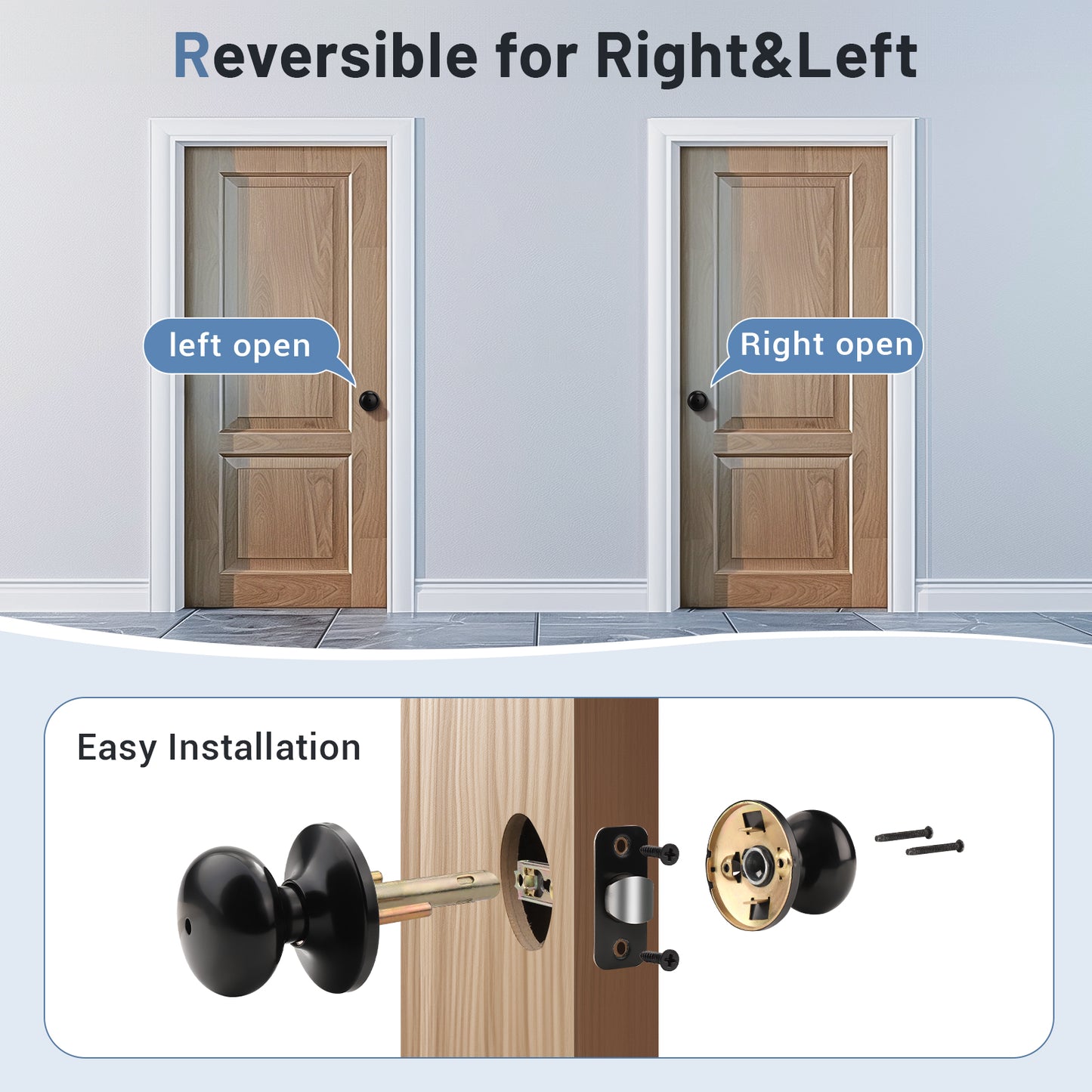 KNOBWELL Contemporary Black Privacy Door Knob With Lock for Interior Doors