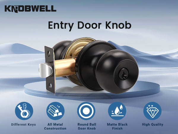 KNOBWELL Most Cost-Effective Round Ball Keyed Entry Door Knobs With Lock and Different Keys
