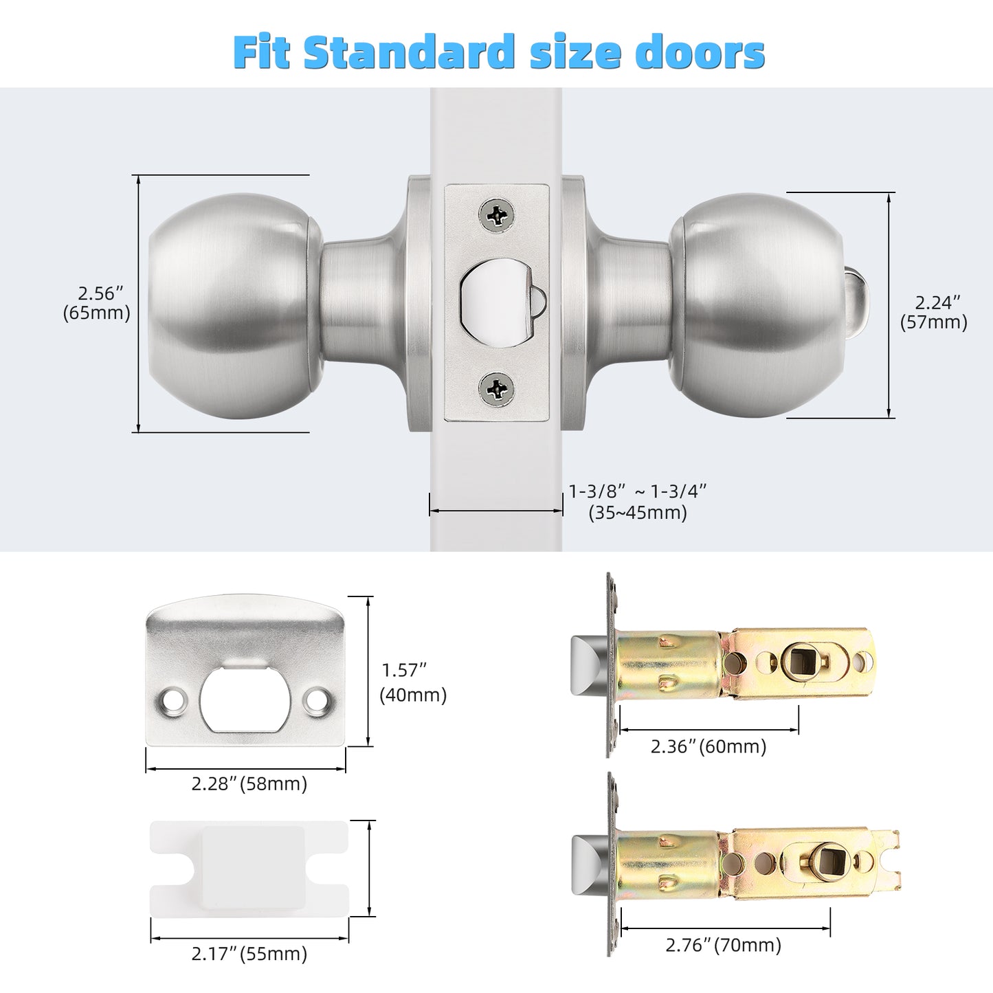 KNOBWELL Most Cost-Effective Round Ball Keyed Entry Door Knobs With Lock and Different Keys