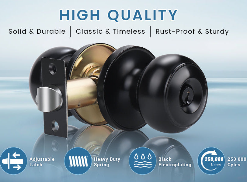 KNOBWELL Round Push Button Exterior and Indoor Door Knobs - DL609