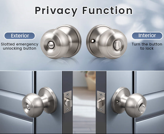 KNOBWELL Round Push Button Exterior and Indoor Door Knobs - DL609