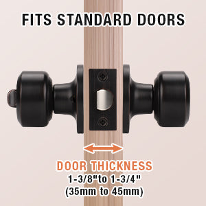 KNOBWELL Cylinder Ball Privacy Interior Door Knobs With Lock For Bedroom