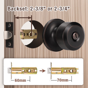 KNOBWELL Cylinder Ball Privacy Interior Door Knobs With Lock For Bedroom
