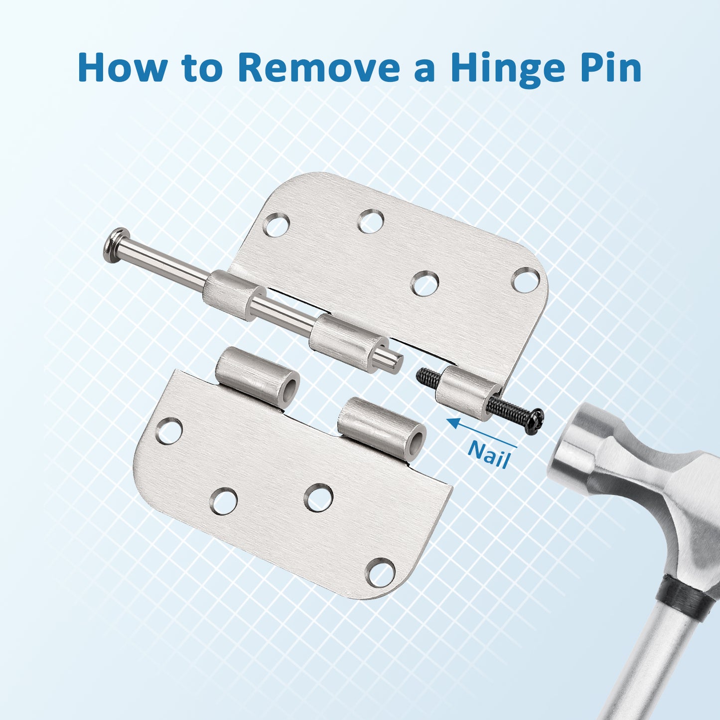 Satin Nickel Door Hinges 4" x 4" with 5/8"