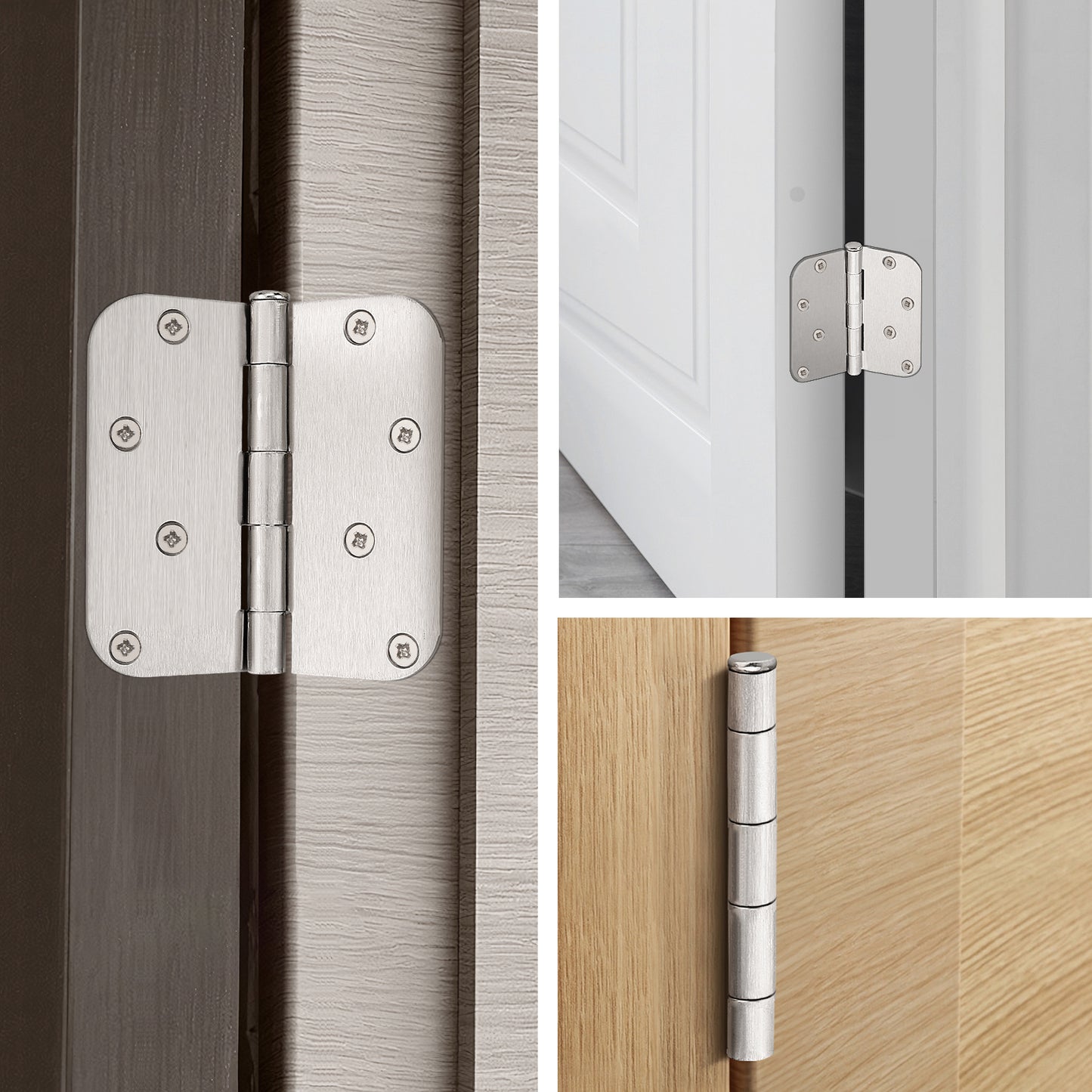 Satin Nickel Door Hinges 4" x 4" with 5/8"