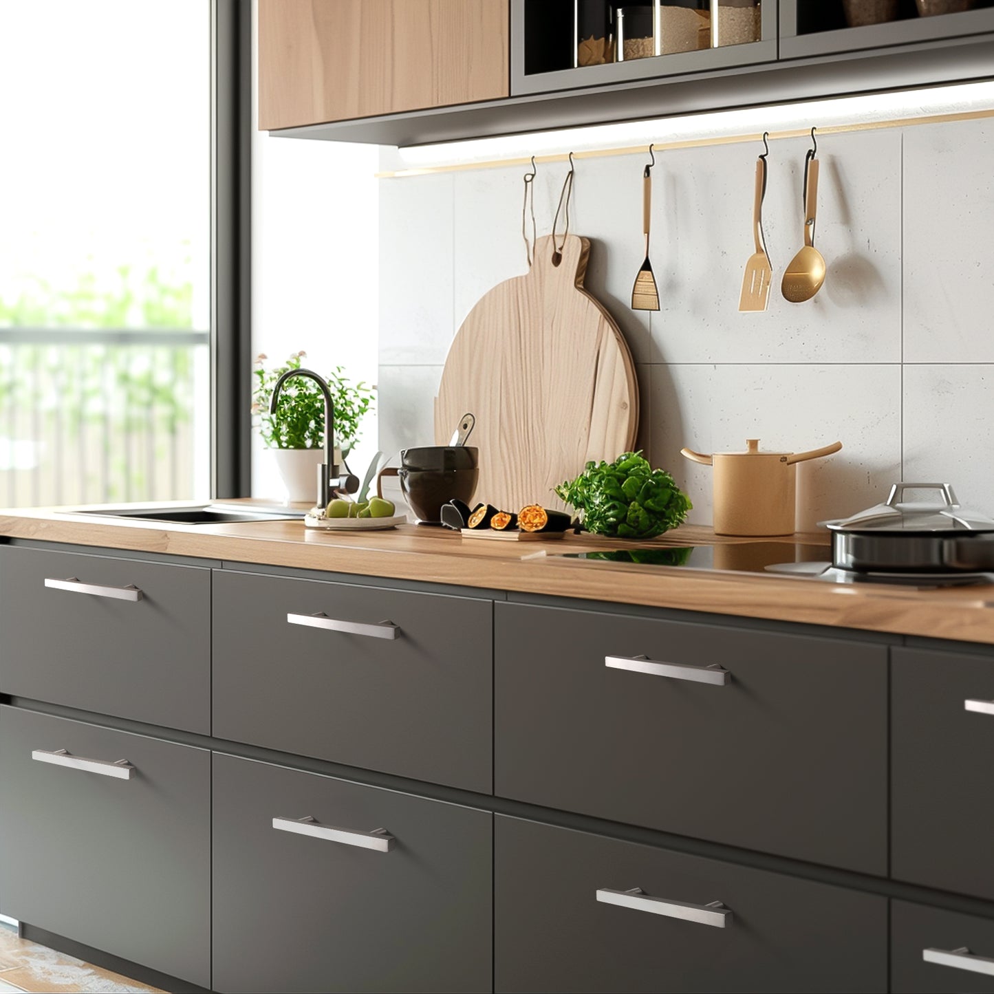 KNOBWELL Stainless Steel Kitchen Cabinet Handles Drawer Pulls - PDDJ16HSS