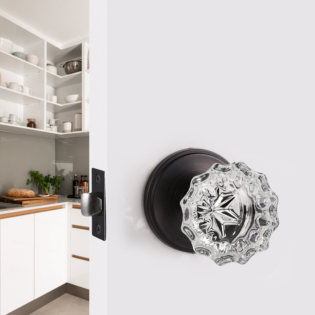Modern Crystal Passage Door Knobs with Classic Round Rosette - DLC20PS