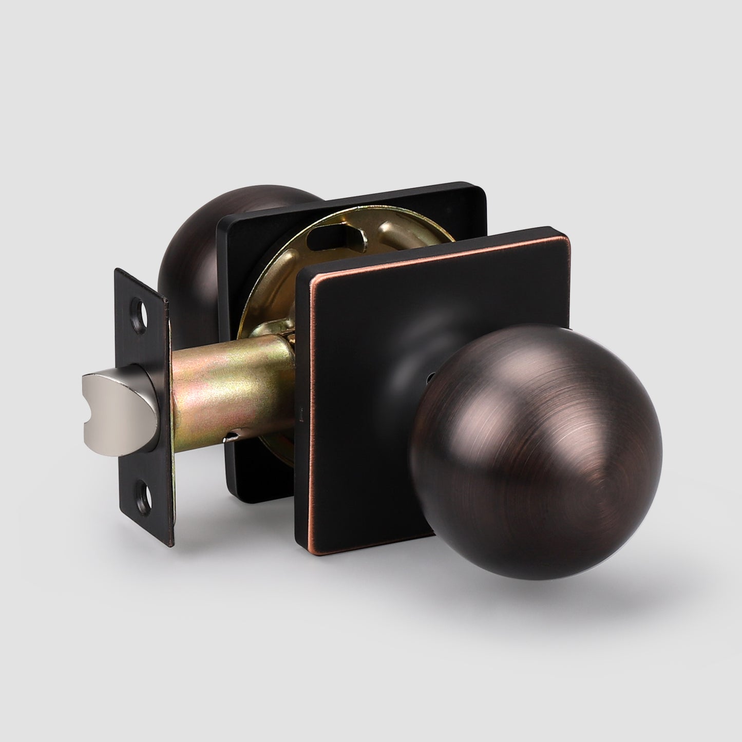 Knobwell Square Rosette with Round Ball Passage Door Knobs (No Lock) - DLS07PS
