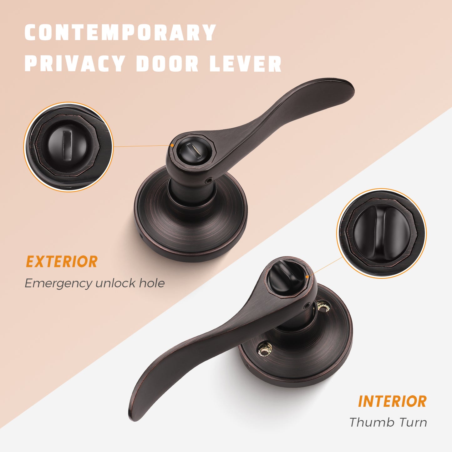 KNOBWELL Wave Style Privacy/Passage/Dummy/Keyed Entry Door Handles-DL12061