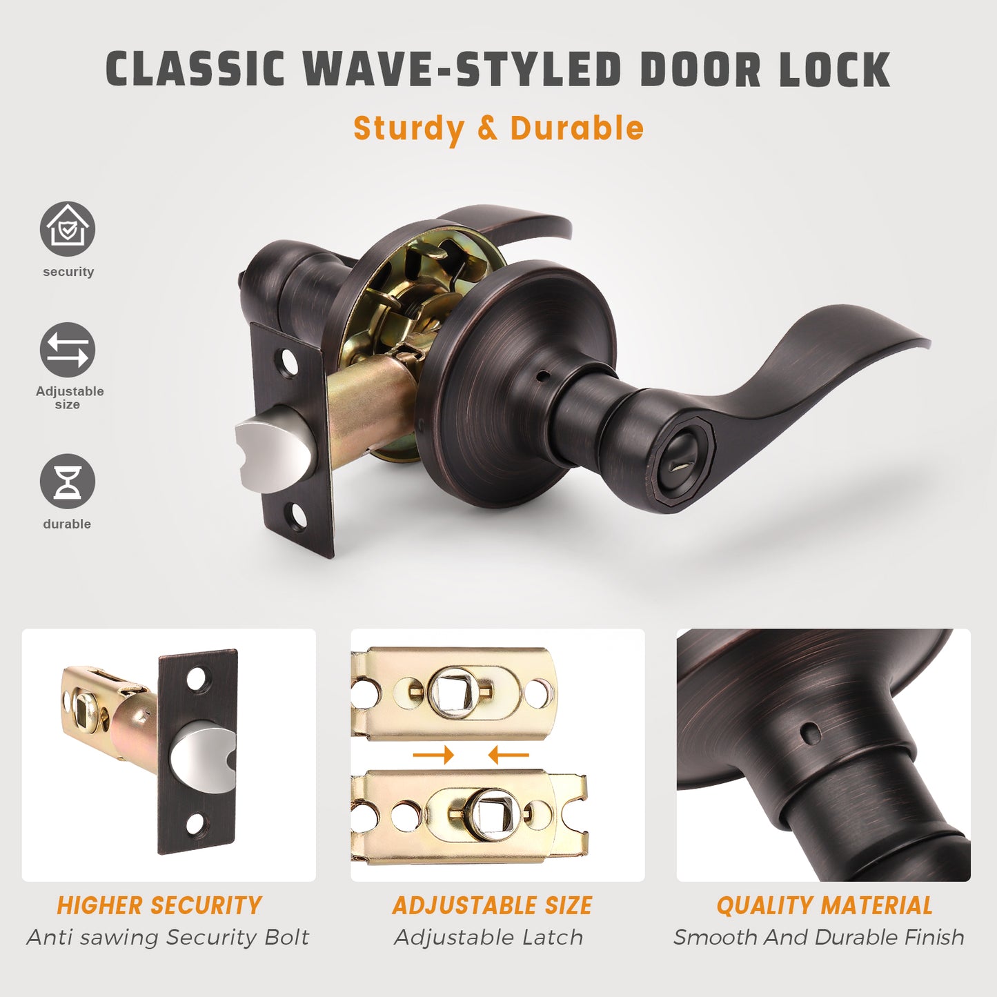 KNOBWELL Wave Style Privacy/Passage/Dummy/Keyed Entry Door Handles-DL12061