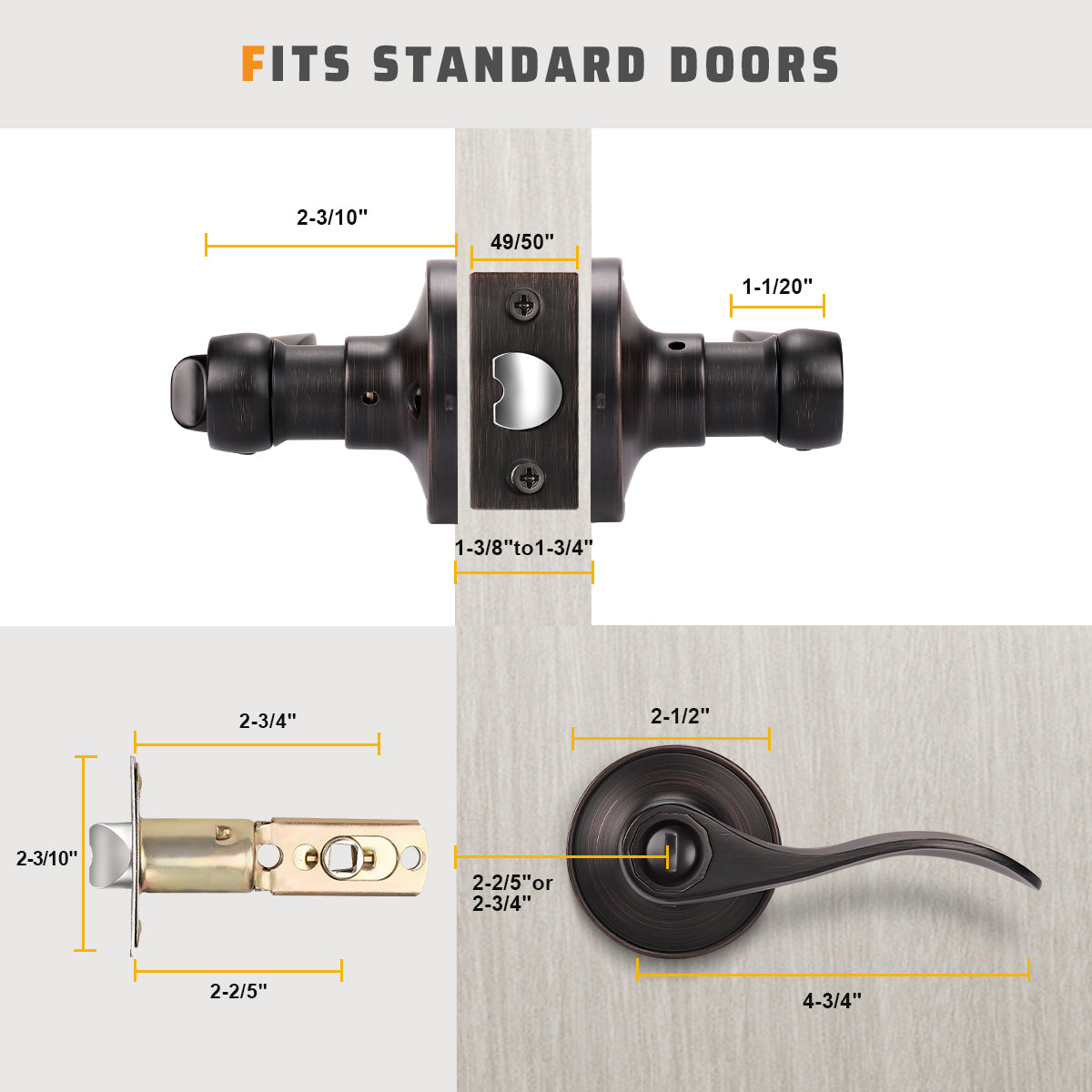 KNOBWELL Wave Style Privacy/Passage/Dummy/Keyed Entry Door Handles-DL12061