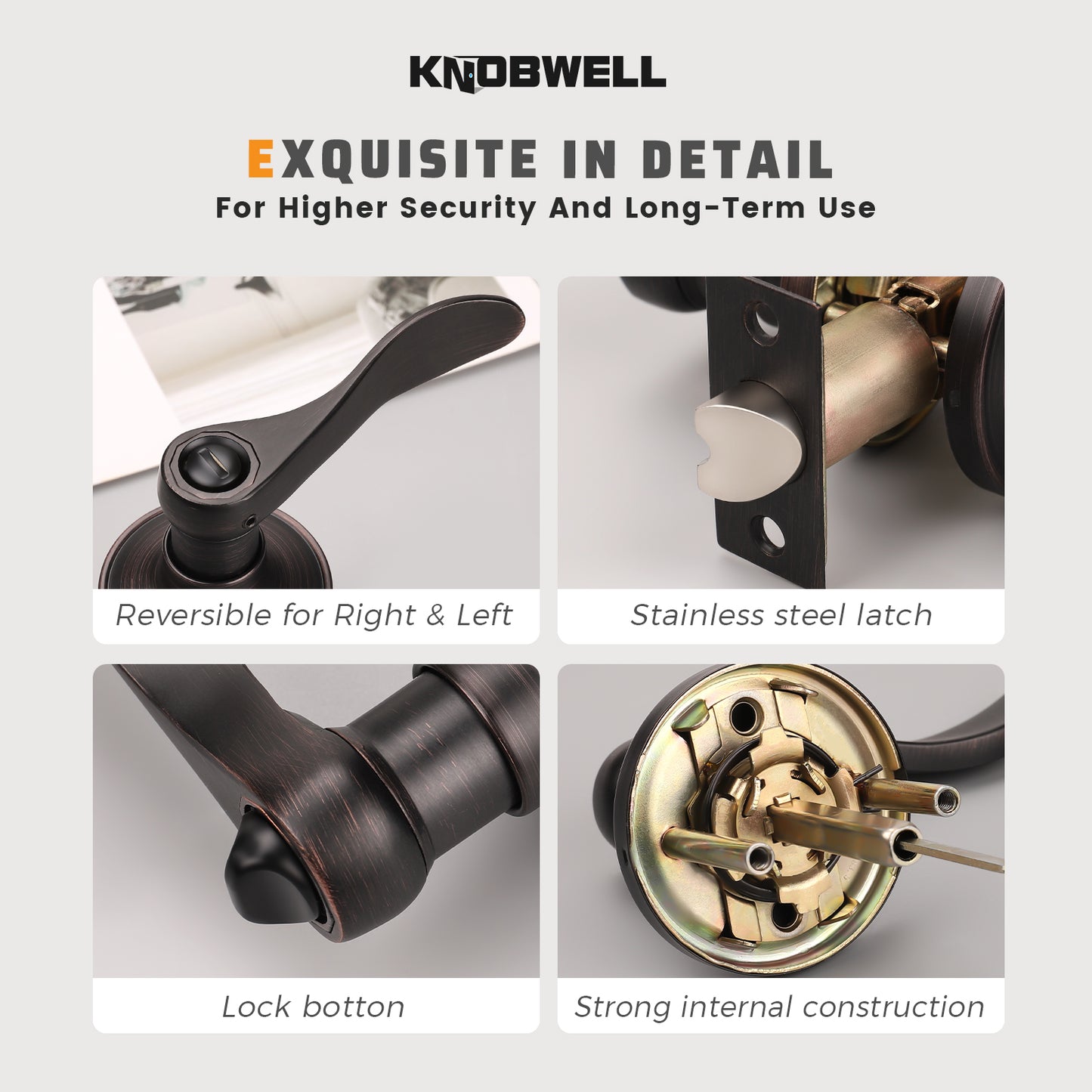 KNOBWELL Wave Style Privacy/Passage/Dummy/Keyed Entry Door Handles-DL12061