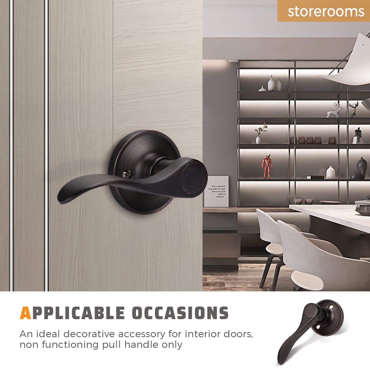 KNOBWELL Wave Style Privacy/Passage/Dummy/Keyed Entry Door Handles-DL12061