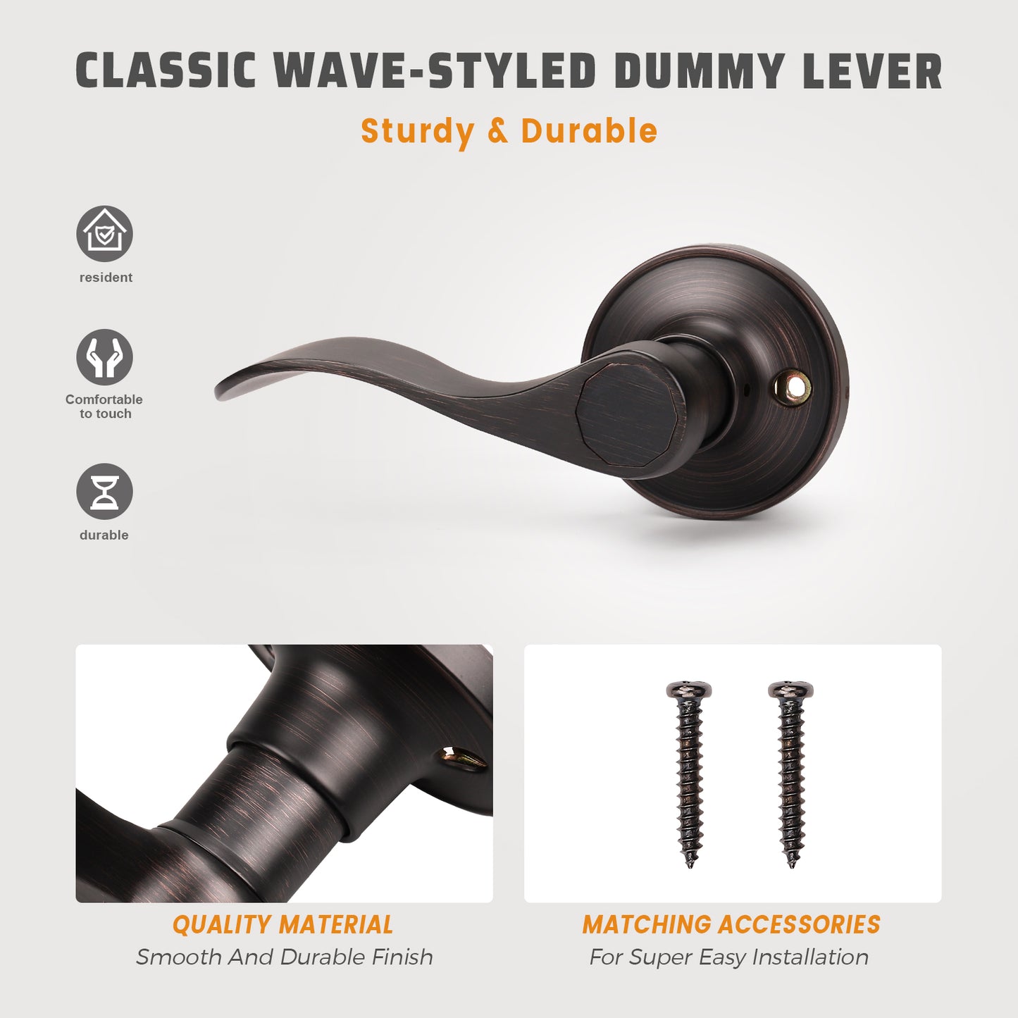 KNOBWELL Wave Style Privacy/Passage/Dummy/Keyed Entry Door Handles-DL12061