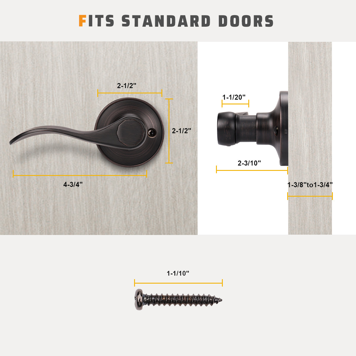 KNOBWELL Wave Style Privacy/Passage/Dummy/Keyed Entry Door Handles-DL12061
