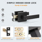 Craftsman Style Push Button Privacy Door Levers Modern Square Door Handle Knobs- DL01BK