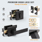 Single Keyed Square Deadbolt with Heavy Duty Entrance Door Handle (Keyed Alike) - DL01ET111BK