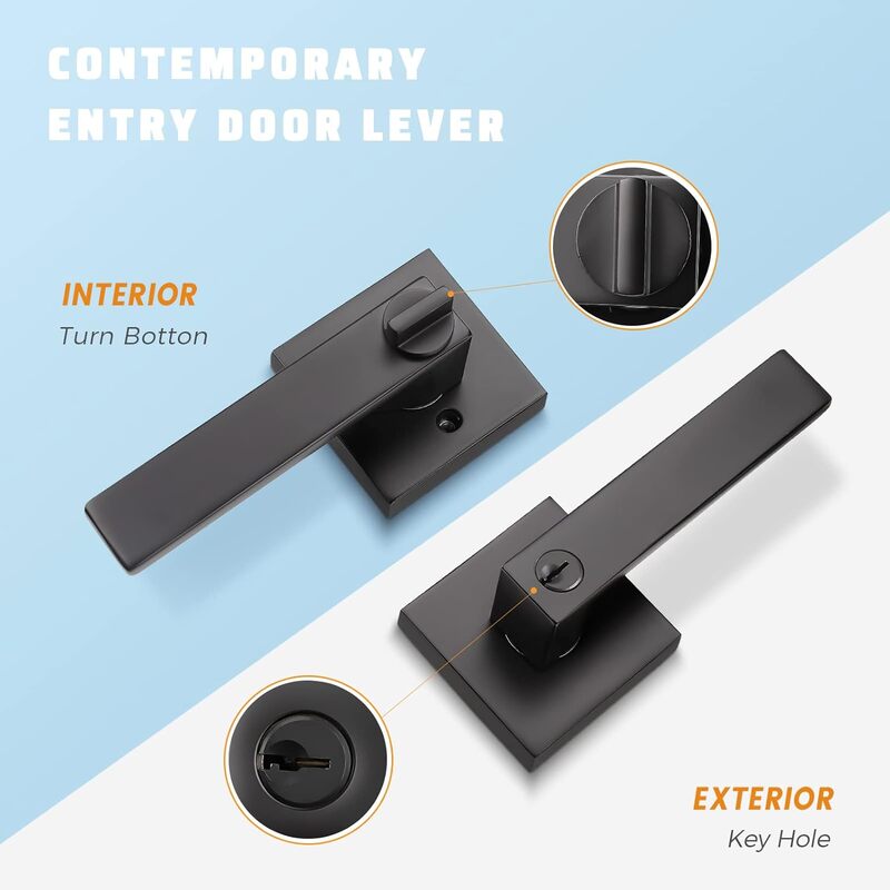 KNOBWELL Craftsman Keyed Entry  Exterior Door Levers with Lock(Keyed Alike) - DL01ETC