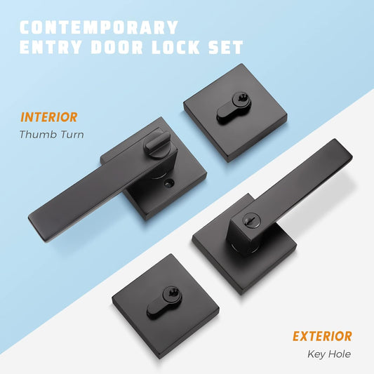 KNOBWELL Double Keyed Square Deadbolt with Heavy Duty for Front Door Entry- DL01ET112BK