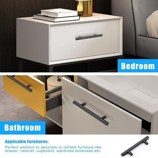 Matte Black Stainless Steel Pulls for Cabinets/Drawers/Cupboards (2-1/2'' - 10'') - PD3383HBK