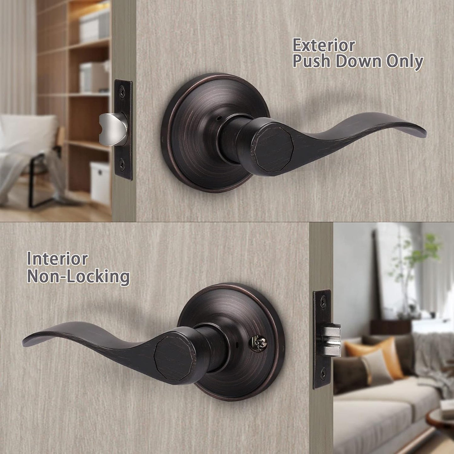 KNOBWELL Colonial Style Passage Door Lever – Keyless Interior Handle for Living Room-DL12061