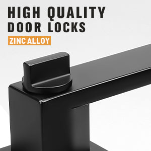Craftsman Style Push Button Privacy Door Levers Modern Square Door Handle Knobs- DL01BK