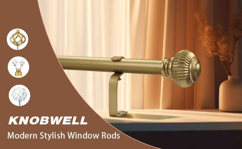 1" Empyrean Grace Golden Curtain Rod with Lantern Finials, 22-42 inches