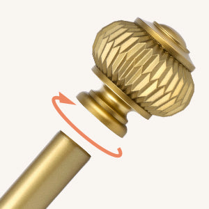 1" Empyrean Grace Golden Curtain Rod with Lantern Finials, 22-42 inches