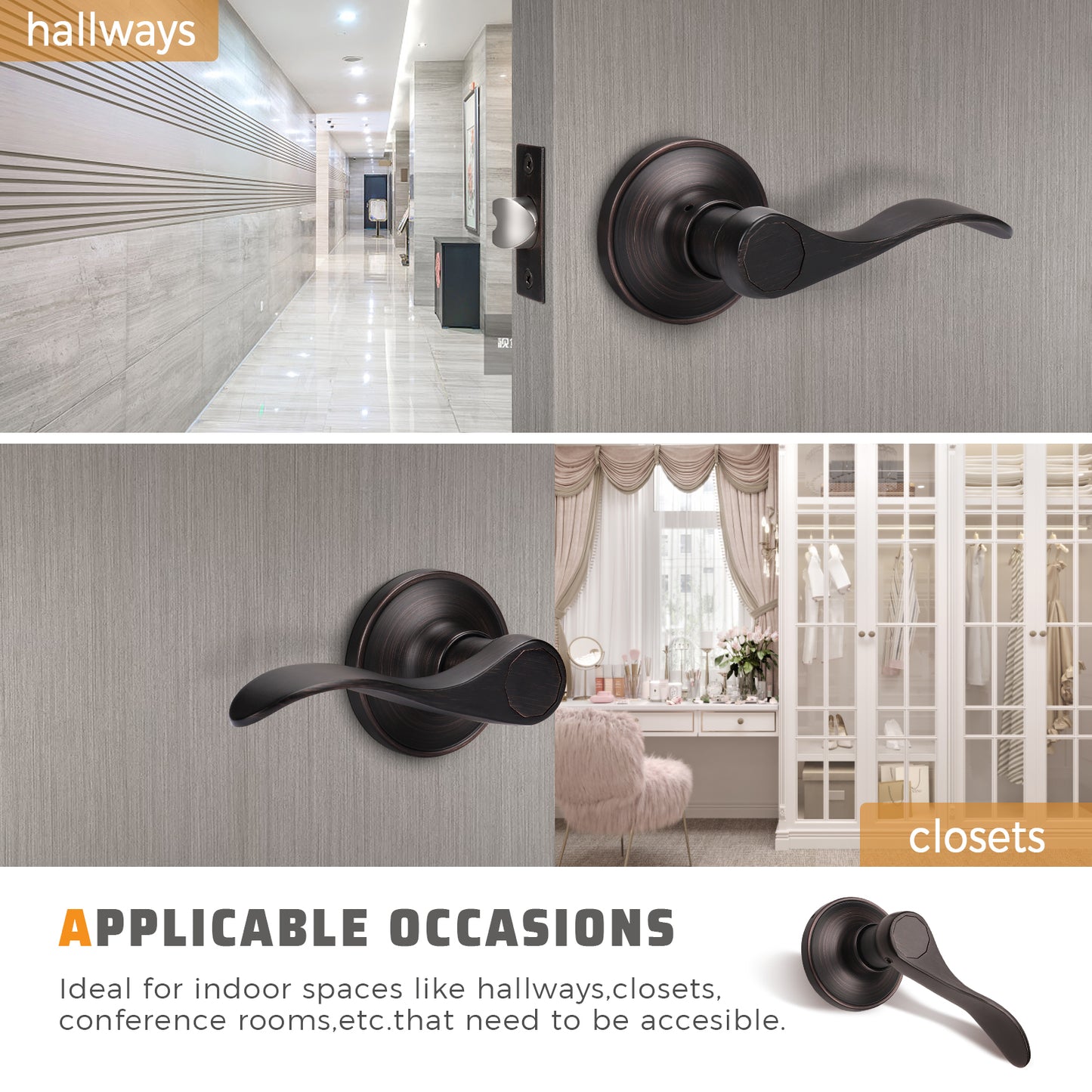 KNOBWELL Wave Style Privacy/Passage/Dummy/Keyed Entry Door Handles-DL12061