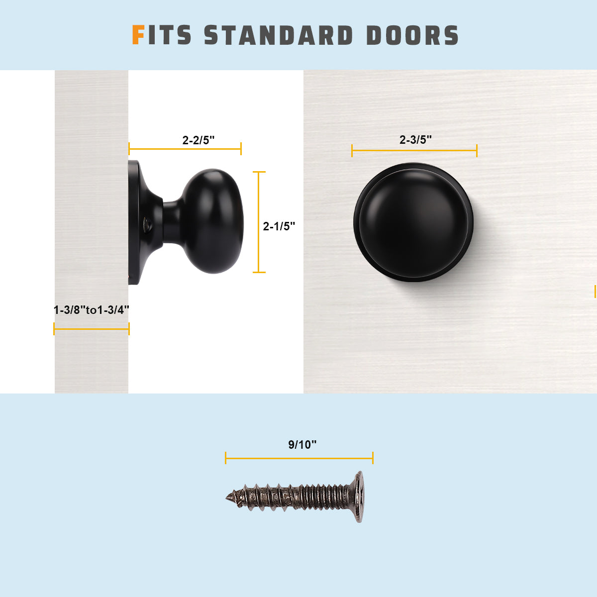 KNOBWELL Flat Ball Shape Door Knobs - DL5766
