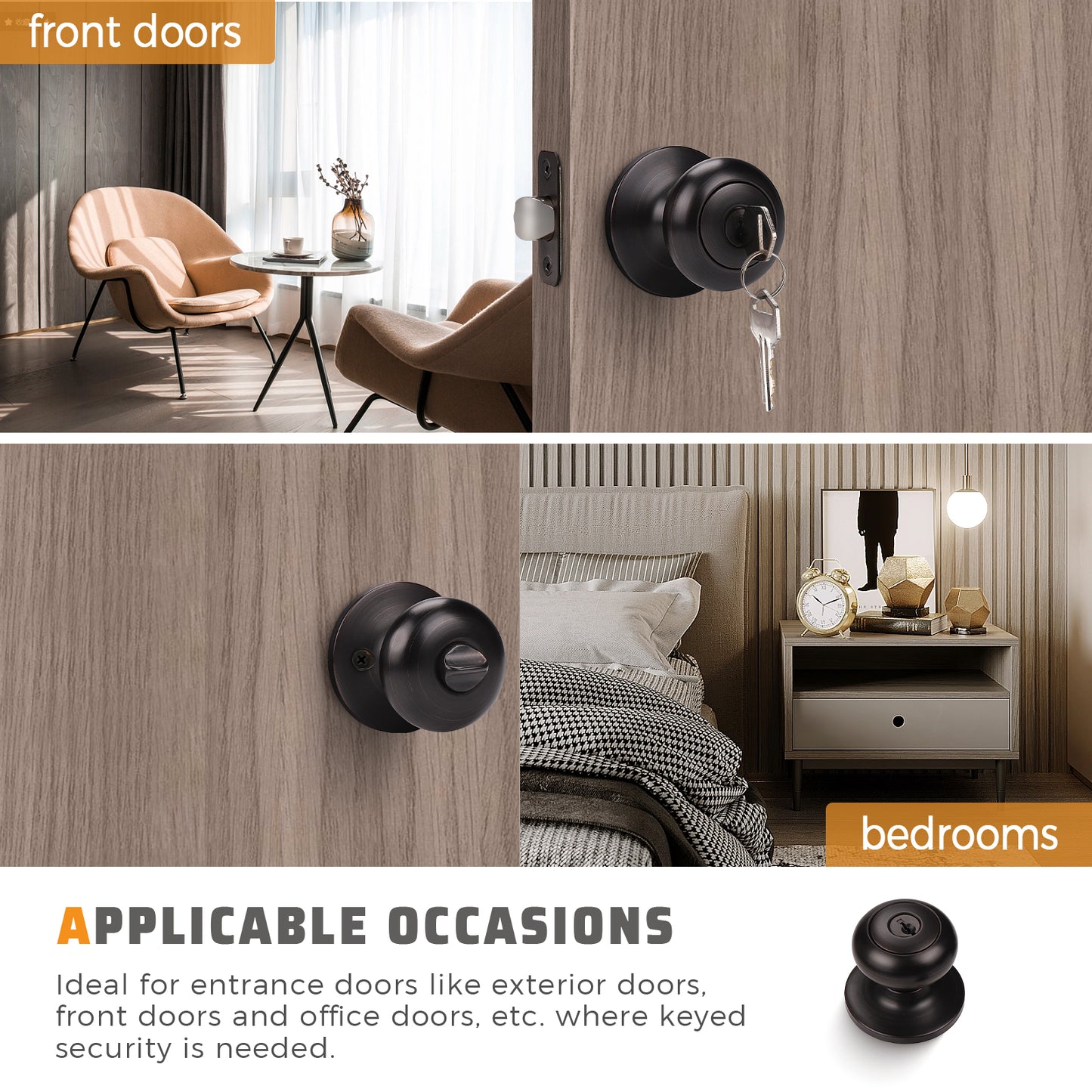 KNOBWELL Best Heavy Duty Keyed Entry Front Door Knobs With Lock For Exterior Doors