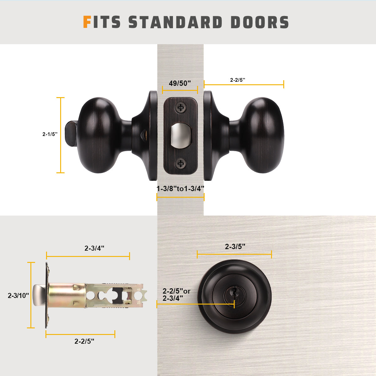 KNOBWELL Best Heavy Duty Keyed Entry Front Door Knobs With Lock For Exterior Doors