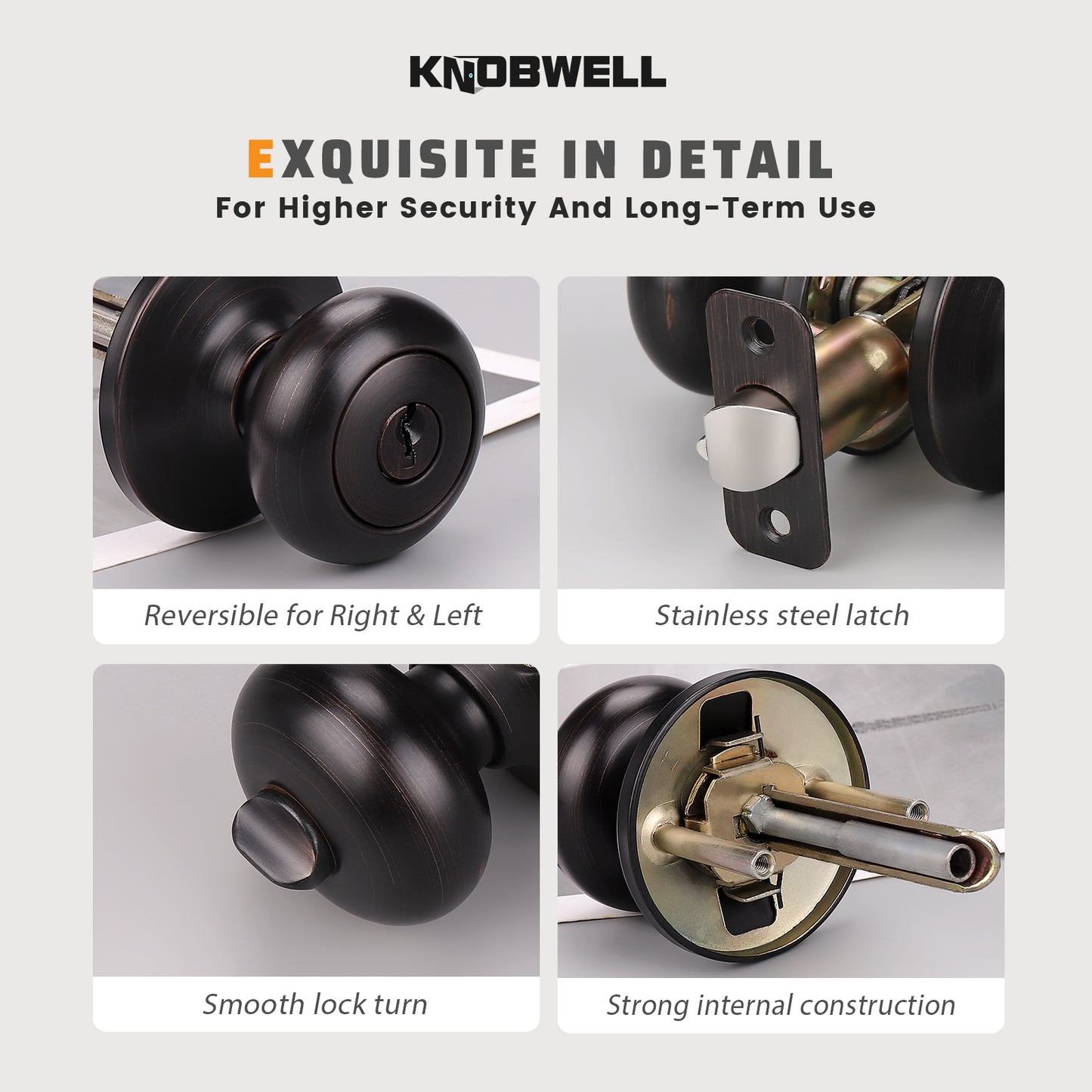 KNOBWELL Best Heavy Duty Keyed Entry Front Door Knobs With Lock For Exterior Doors