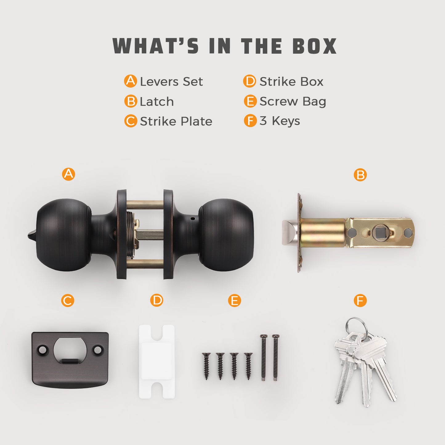 KNOBWELL Most Cost-Effective Round Ball Keyed Entry Door Knobs With Lock and Different Keys