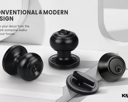 KNOBWELL Single Cylinder Entry Door Knob With Deadbolt Lock Set for Front/Exterior Door