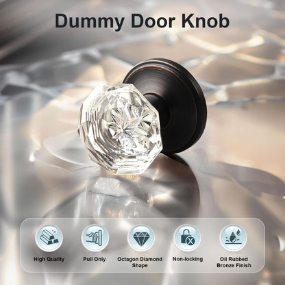 KNOBWELL Octagon Crystal Privacy/Passage/Dummy Indoor Door Knobs for Interior Doors