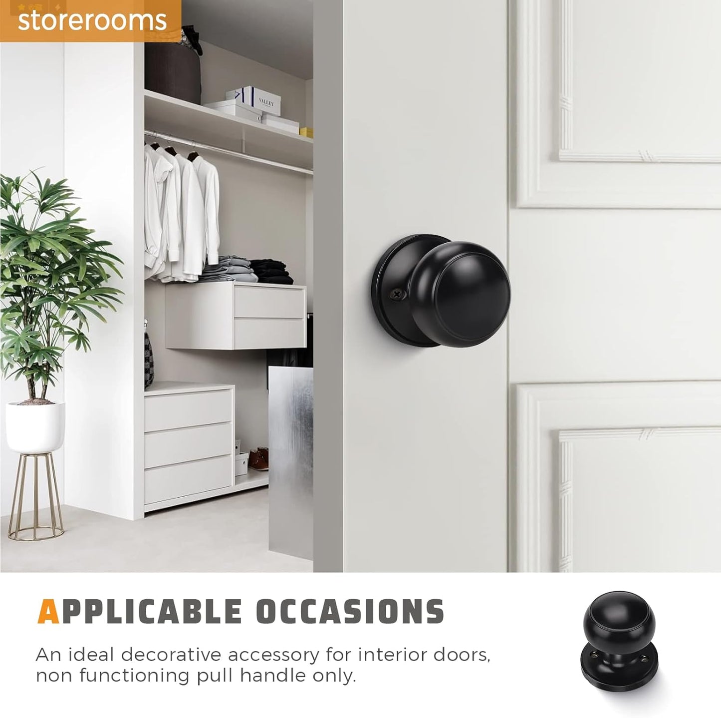 KNOBWELL Black Interior and Exterior Door Knobs for Bedroom and Front Door