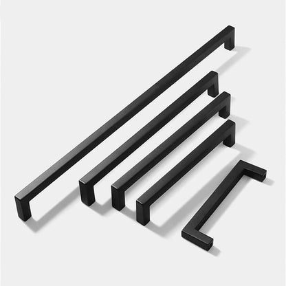 KNOBWELL Matte Black Square Cabinet Pulls Stainless Steel Modern Handles for Kitchen Cupboards/Drawers (2-1/2'' - 12-3/5'') - PDDJS12HBK