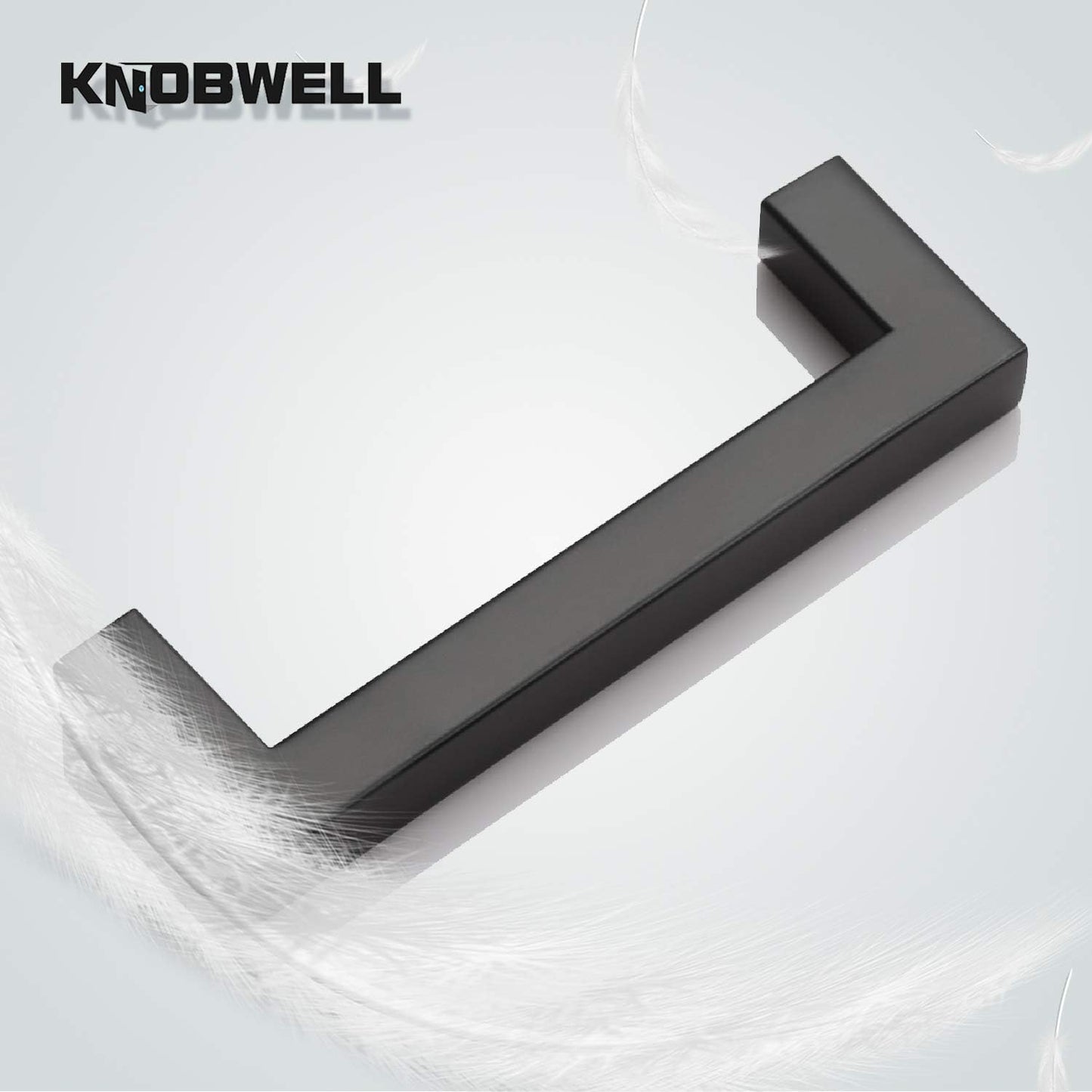 KNOBWELL Matte Black Square Cabinet Pulls Stainless Steel Modern Handles for Kitchen Cupboards/Drawers (2-1/2'' - 12-3/5'') - PDDJS12HBK