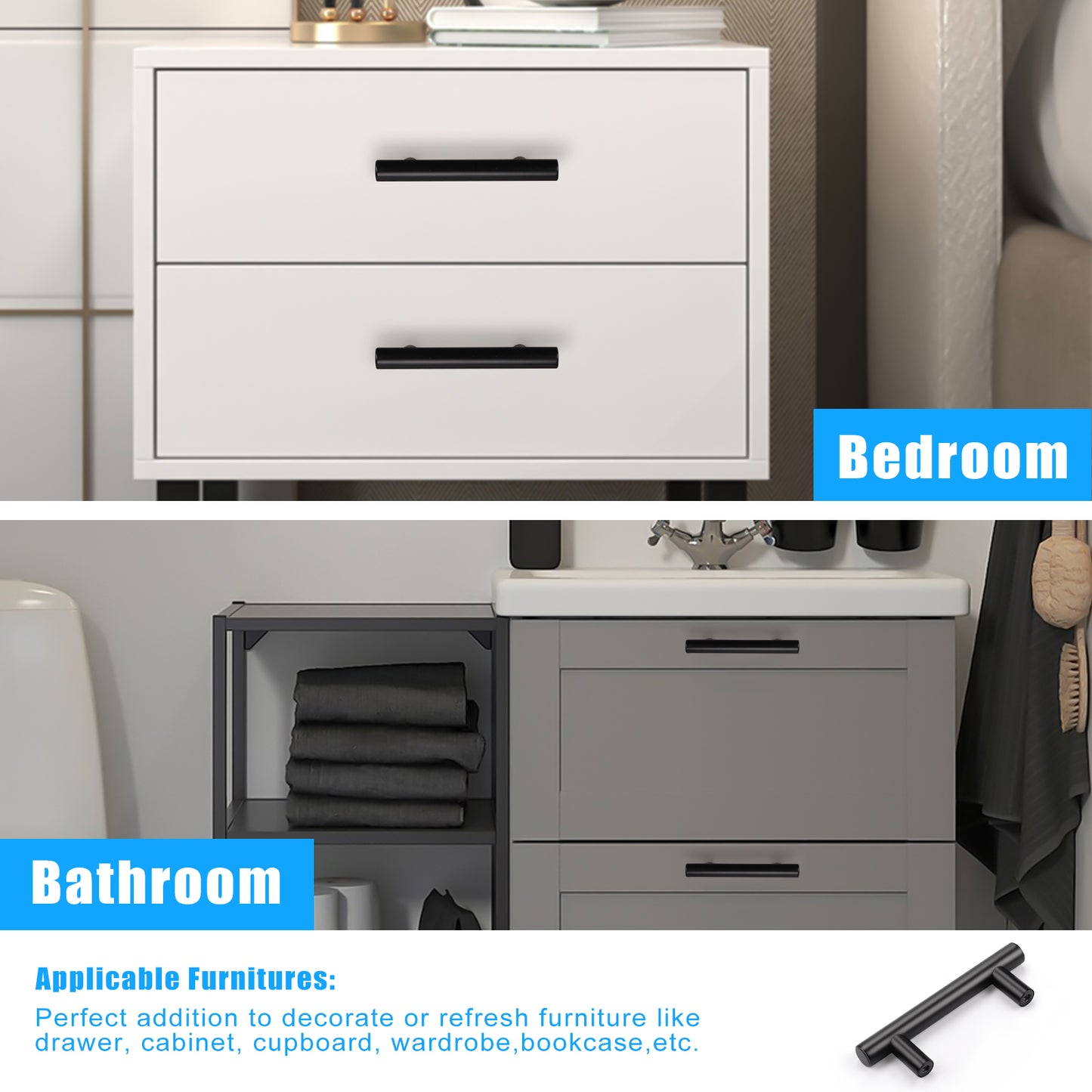 KNOBWELL Matte Black Stainless Steel Kitchen Cabinet Pulls- PD3383HBK